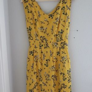Yellow Floral A-Line Dress